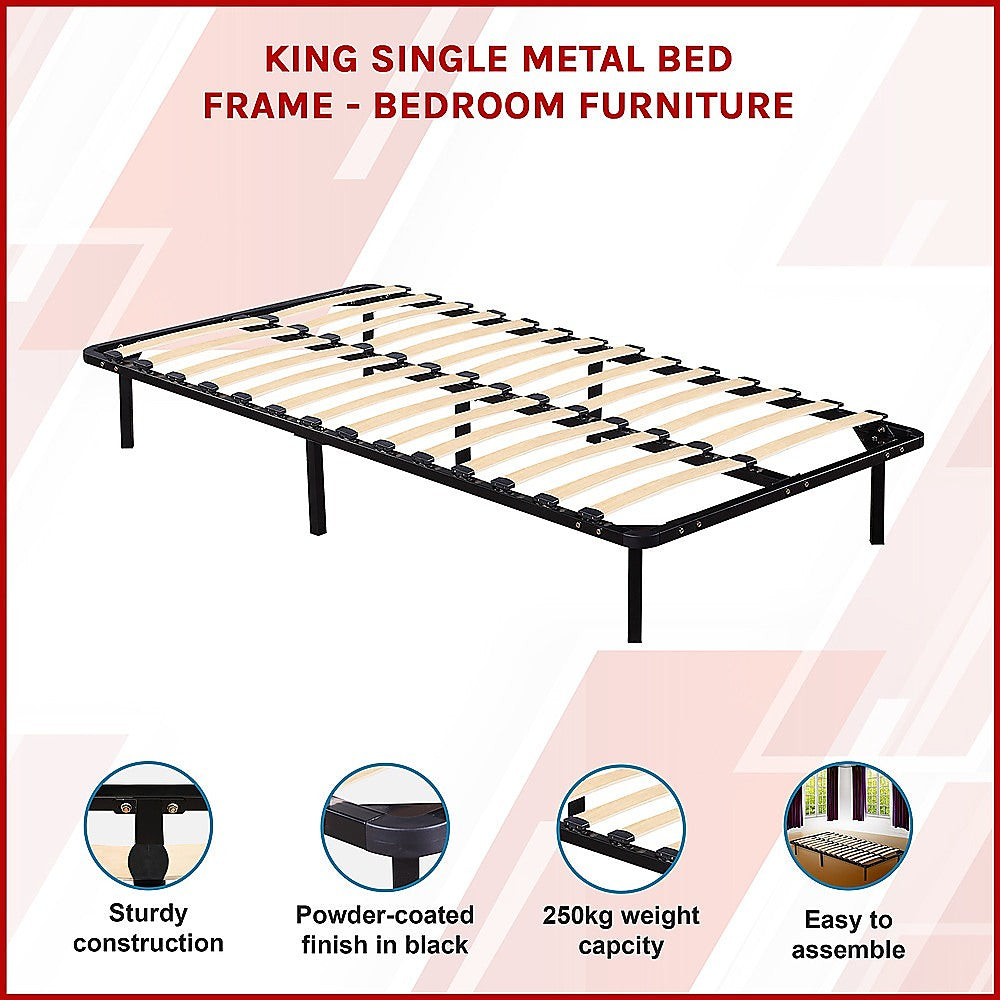 Linden Metal Bed Frame – Black – King Single