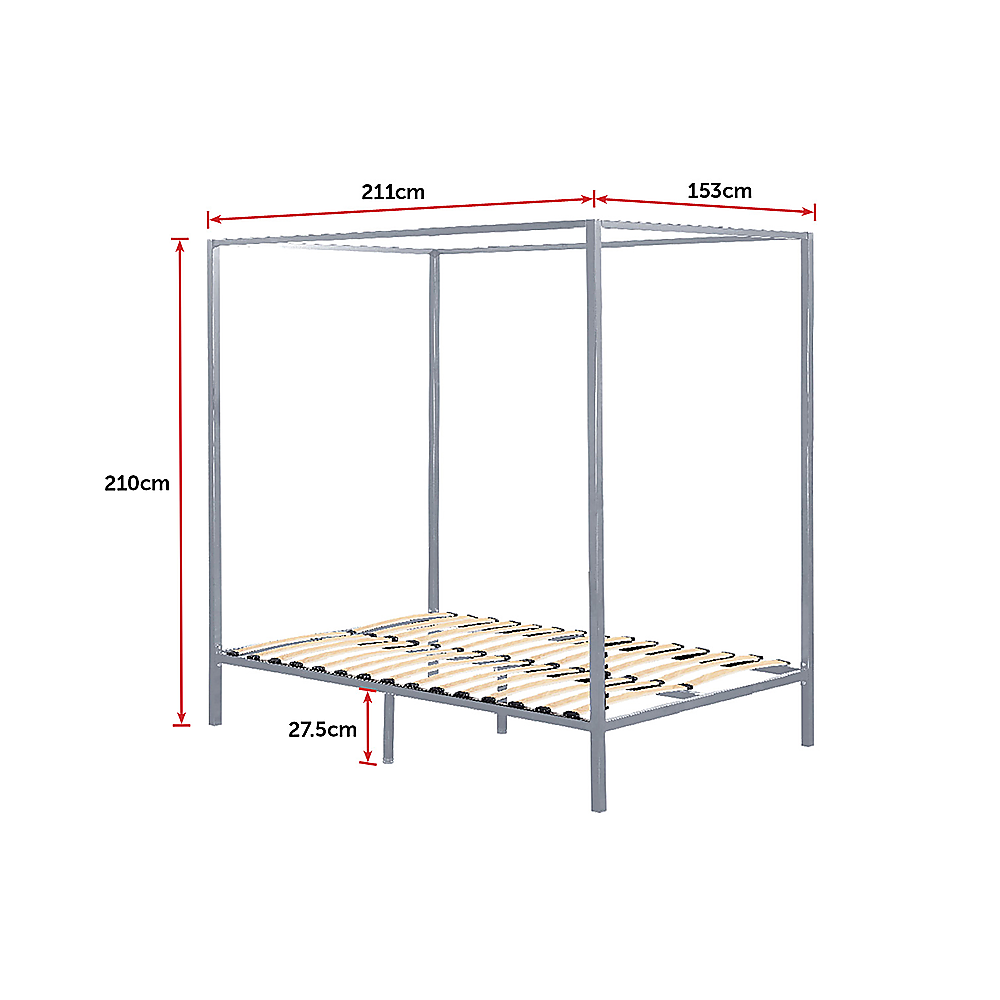 Nova 4 Poster Bed Frame – Beige – Queen