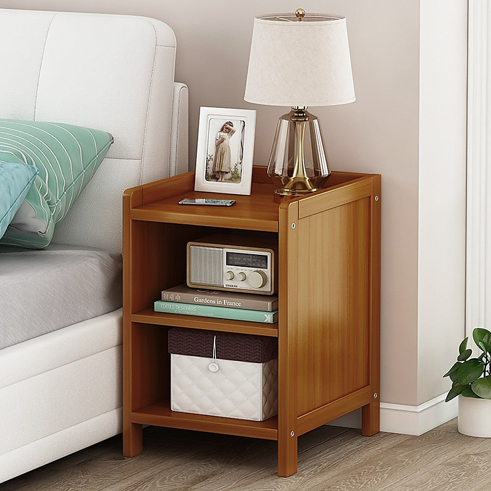Kenzo Bamboo Bedside Table – Dark Wood – 40 cm