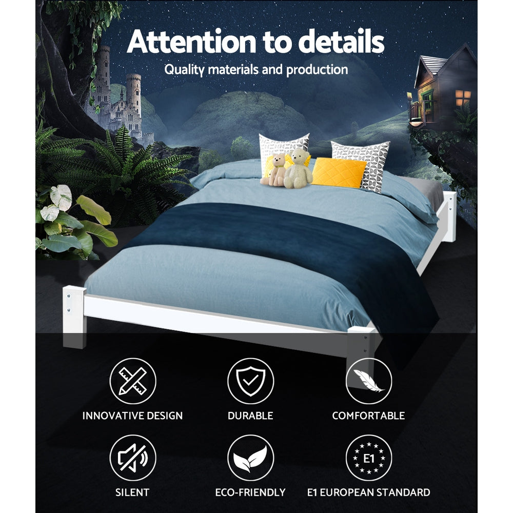 Kairos Wooden Bed Frame – White – Queen