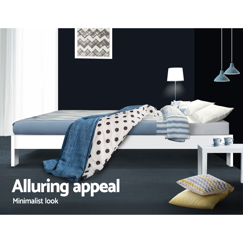 Kairos Wooden Bed Frame – White – Queen