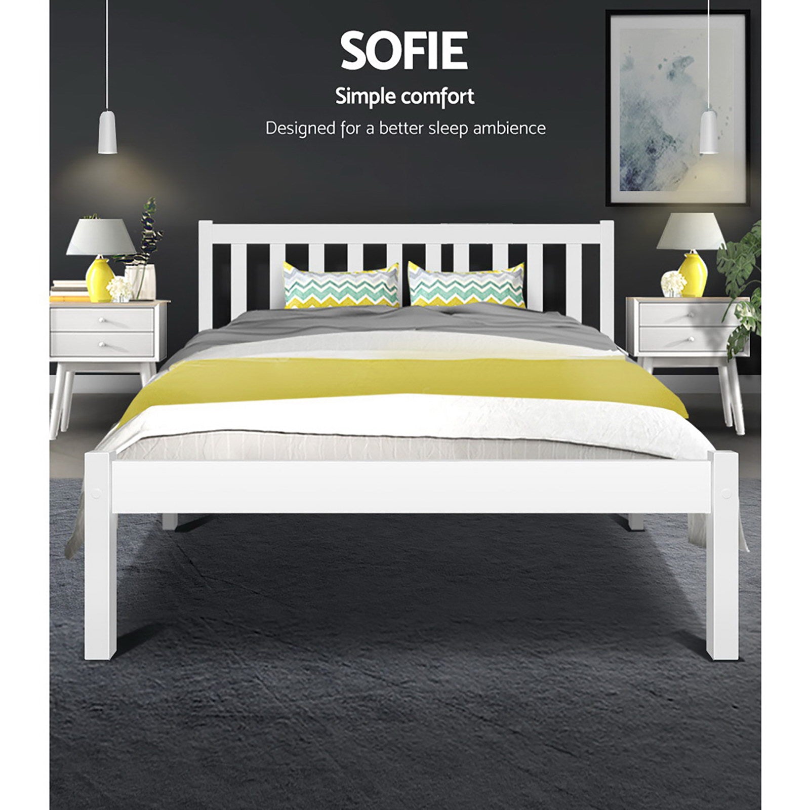 Hudson Wooden Bed Frame – White – Double
