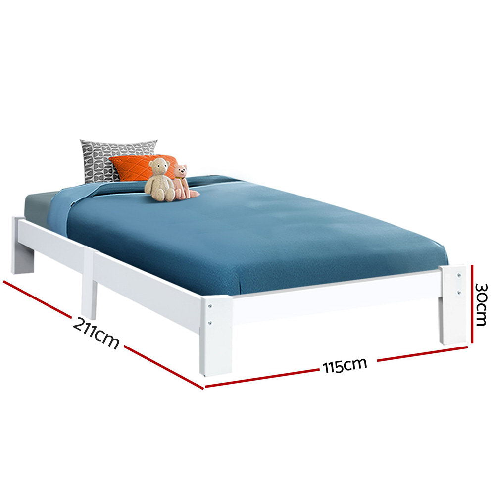 Jade Wooden Bed Frame – White – King Single