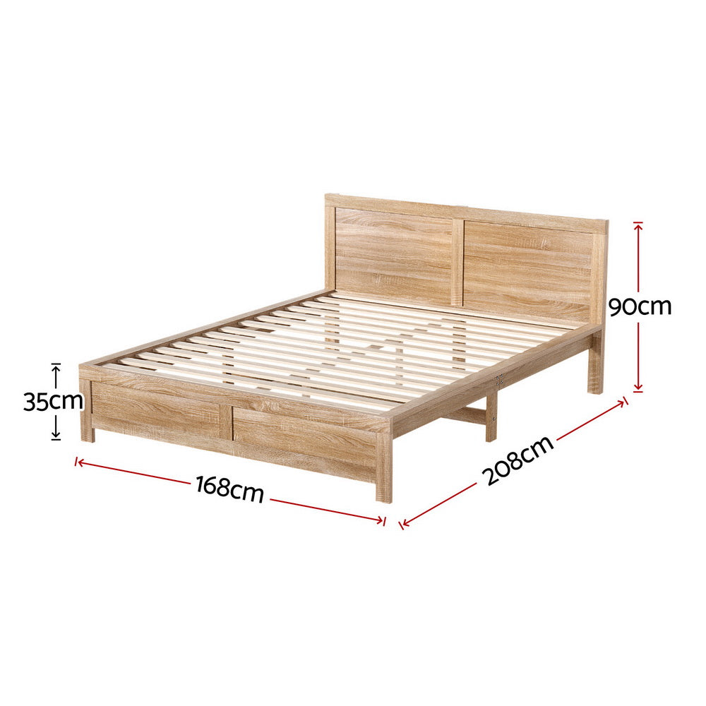Oatmeal Wooden Bed Frame – Brown – Queen