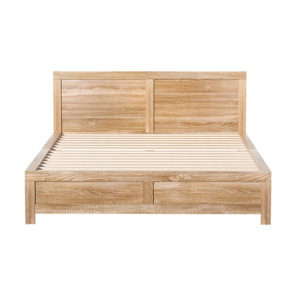 Oatmeal Wooden Bed Frame – Brown – Queen