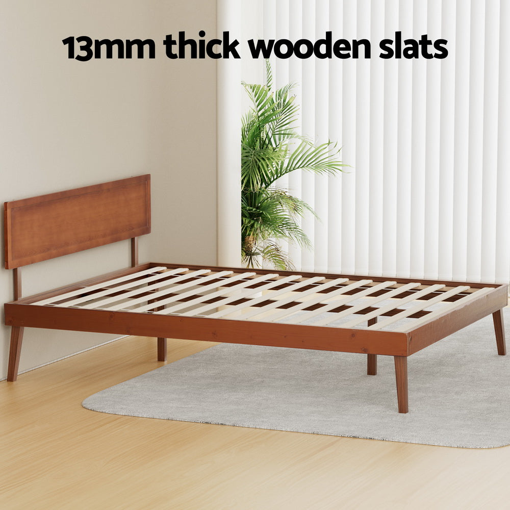 Callan Wooden Base Bed Frame – Walnut – Queen