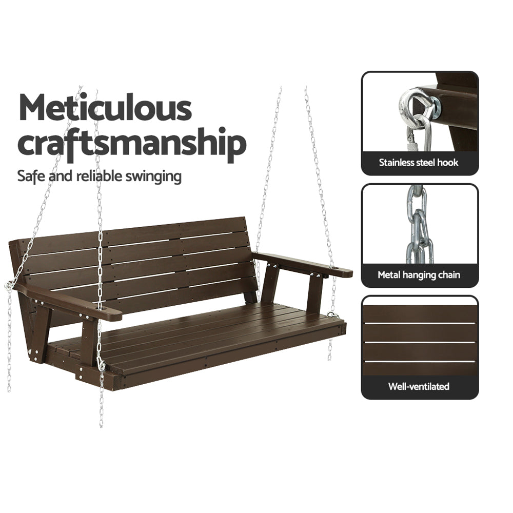 Bramley Wooden Porch Swing – Brown – 3 Seater