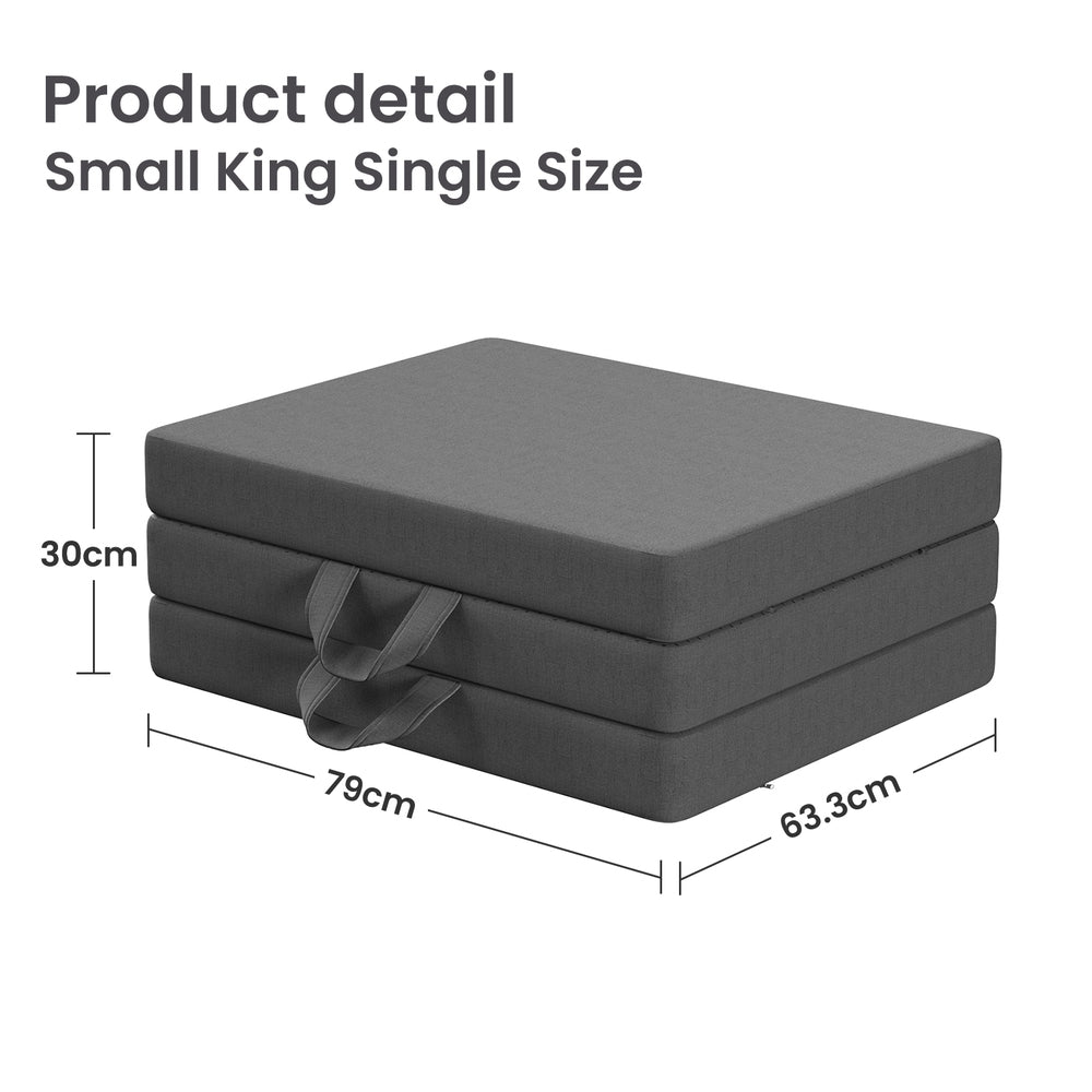Fiora Tri-Fold Memory Foam Mattress – Grey – King Single