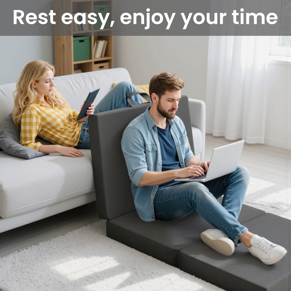 Fiora Tri-Fold Memory Foam Mattress – Grey – King Single